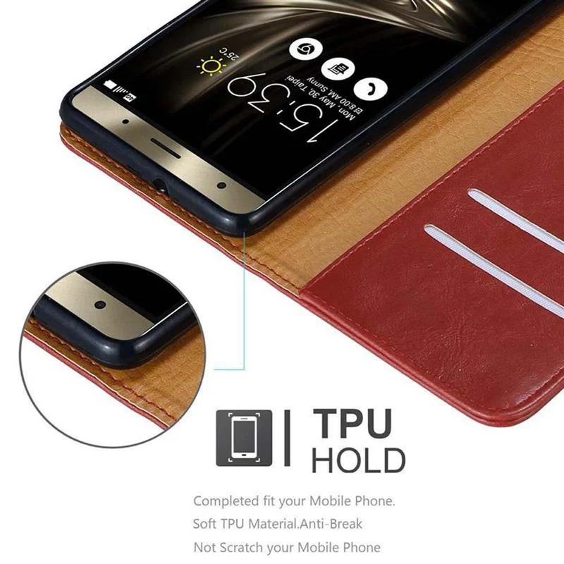 Cadorabo Hülle kompatibel mit Asus ZenFone 3 DELUXE Schutzhülle mit Magnetverschluss, Standfunktion und Kartenfach