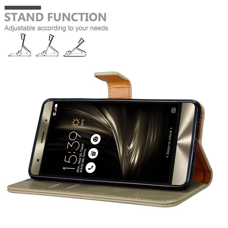 Cadorabo Hülle kompatibel mit Asus ZenFone 3 DELUXE Schutzhülle mit Magnetverschluss, Standfunktion und Kartenfach