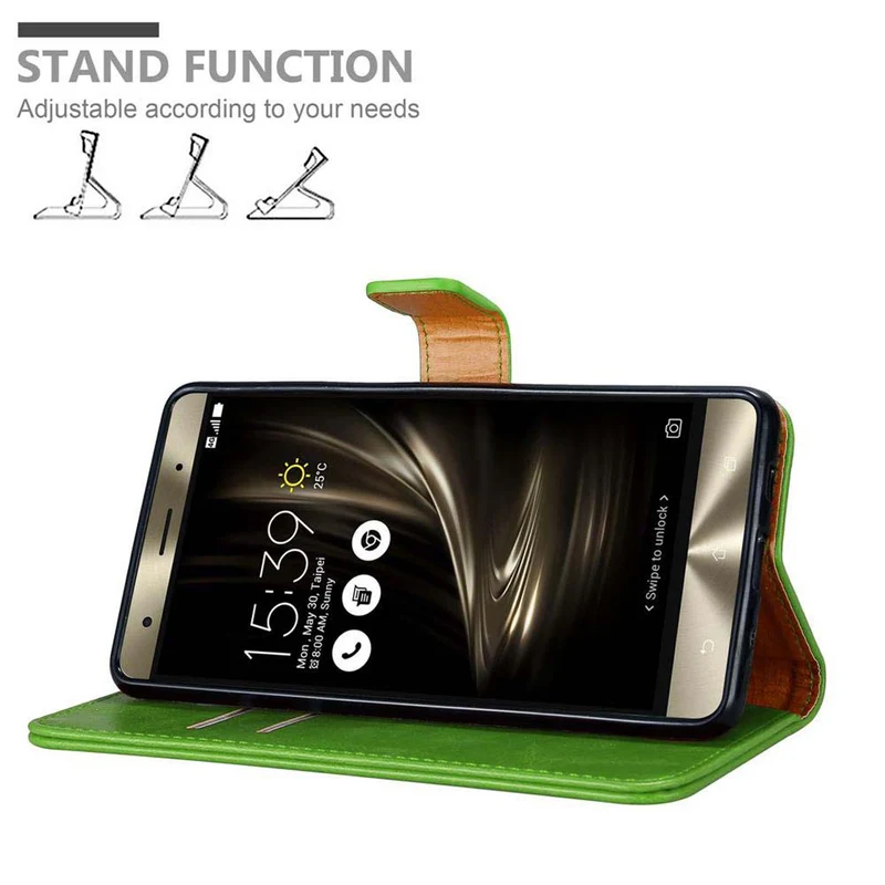 Cadorabo Hülle kompatibel mit Asus ZenFone 3 DELUXE Schutzhülle mit Magnetverschluss, Standfunktion und Kartenfach