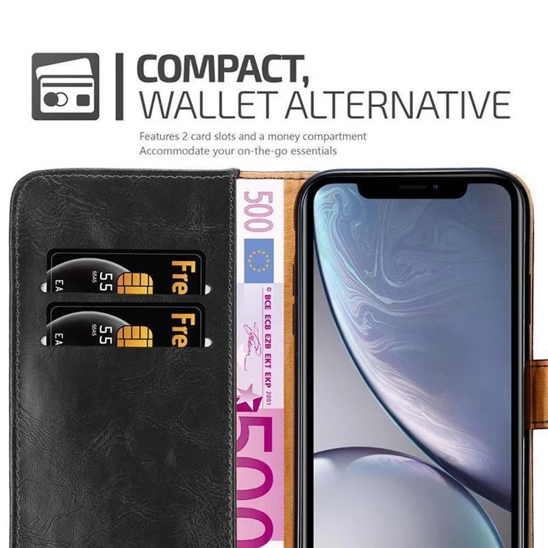 Cadorabo Hülle kompatibel mit Apple iPhone XR Schutzhülle mit Magnetverschluss, Standfunktion und Kartenfach