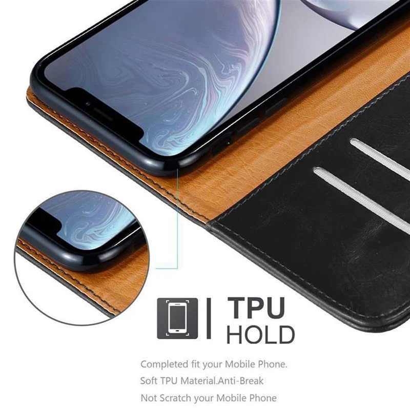 Cadorabo Hülle kompatibel mit Apple iPhone XR Schutzhülle mit Magnetverschluss, Standfunktion und Kartenfach