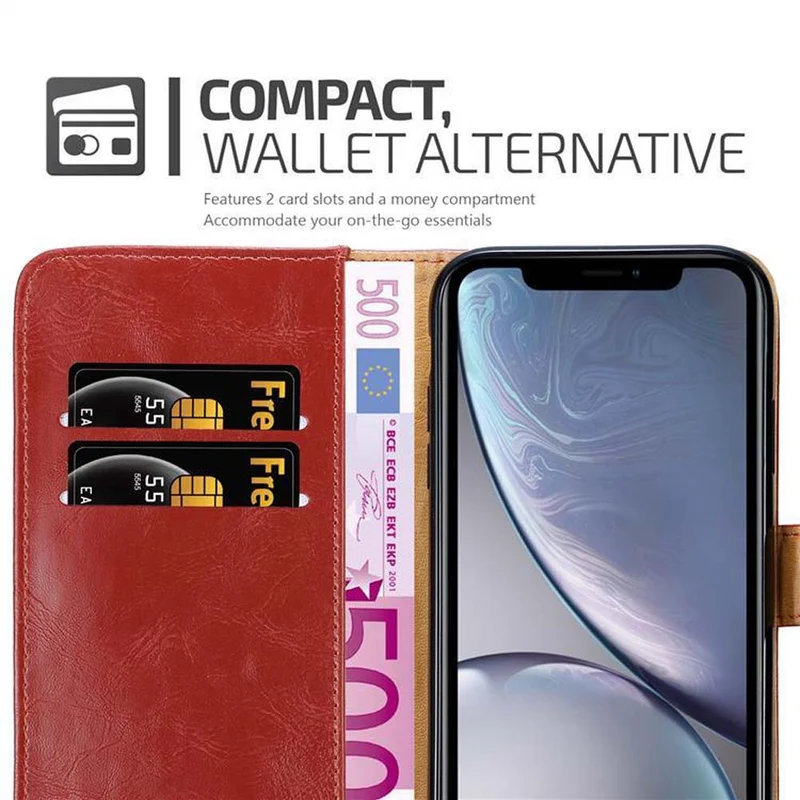 Cadorabo Hülle kompatibel mit Apple iPhone XR Schutzhülle mit Magnetverschluss, Standfunktion und Kartenfach