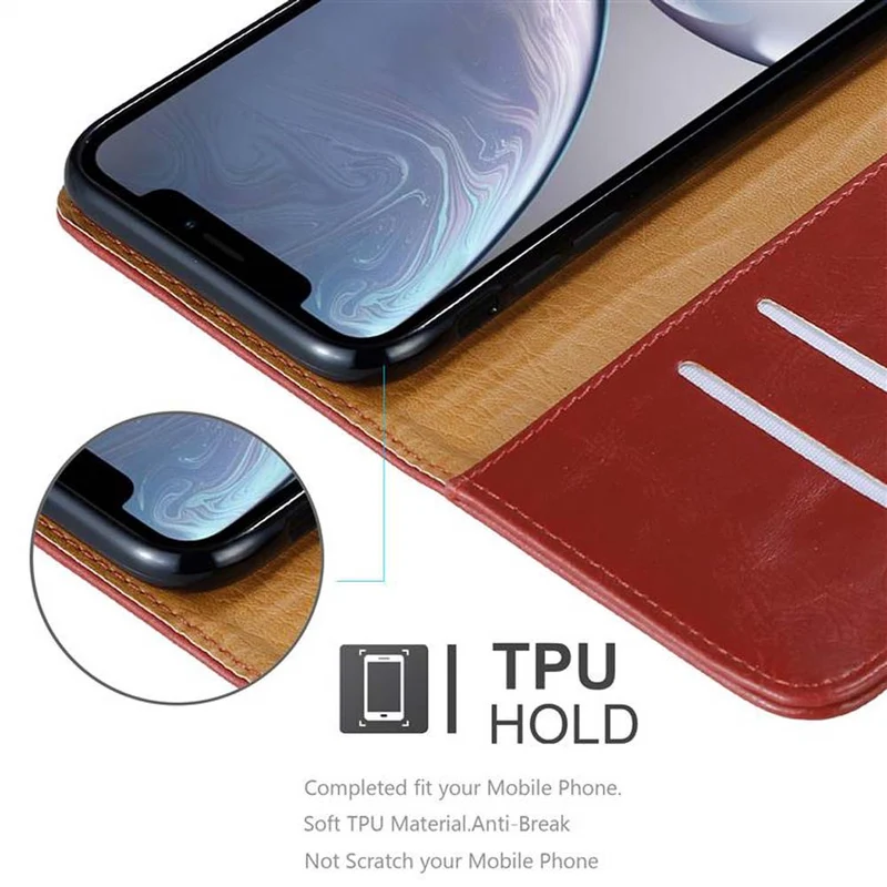 Cadorabo Hülle kompatibel mit Apple iPhone XR Schutzhülle mit Magnetverschluss, Standfunktion und Kartenfach