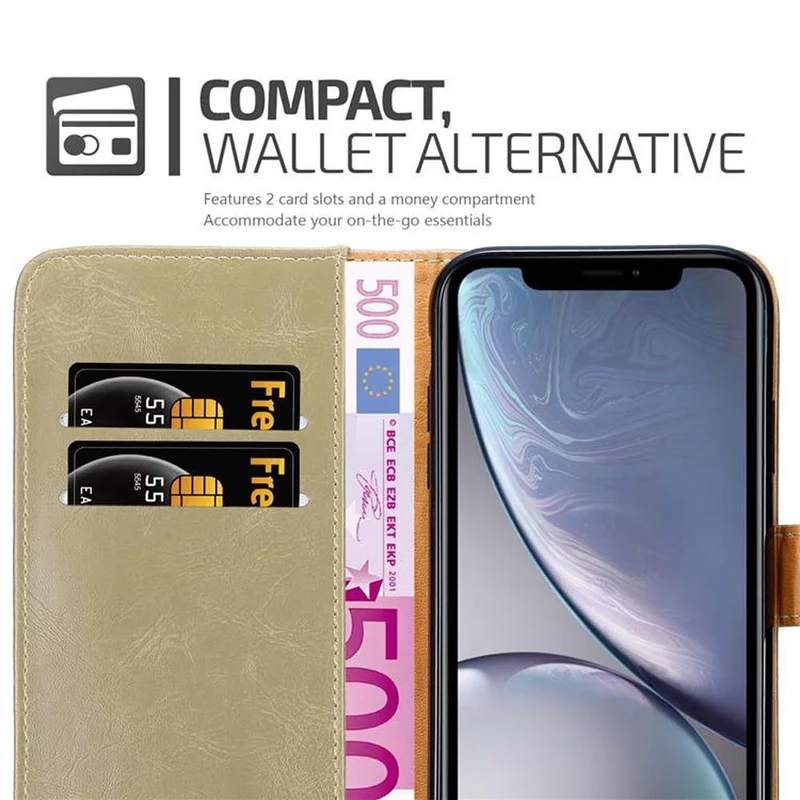 Cadorabo Hülle kompatibel mit Apple iPhone XR Schutzhülle mit Magnetverschluss, Standfunktion und Kartenfach