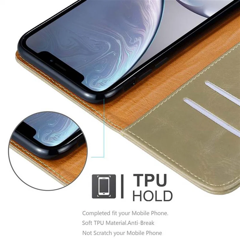 Cadorabo Hülle kompatibel mit Apple iPhone XR Schutzhülle mit Magnetverschluss, Standfunktion und Kartenfach
