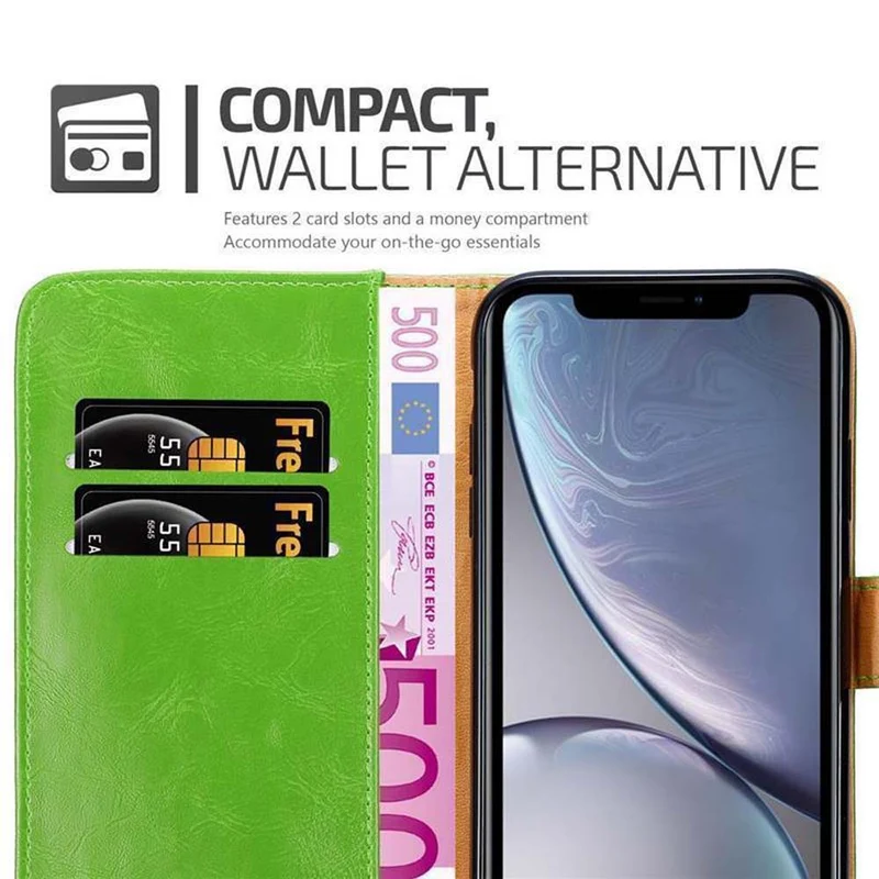 Cadorabo Hülle kompatibel mit Apple iPhone XR Schutzhülle mit Magnetverschluss, Standfunktion und Kartenfach