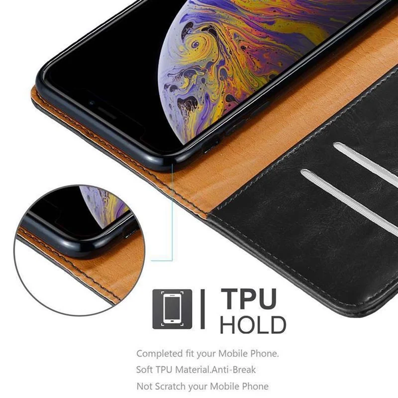 Cadorabo Hülle kompatibel mit Apple iPhone XS MAX Schutzhülle mit Magnetverschluss, Standfunktion und Kartenfach