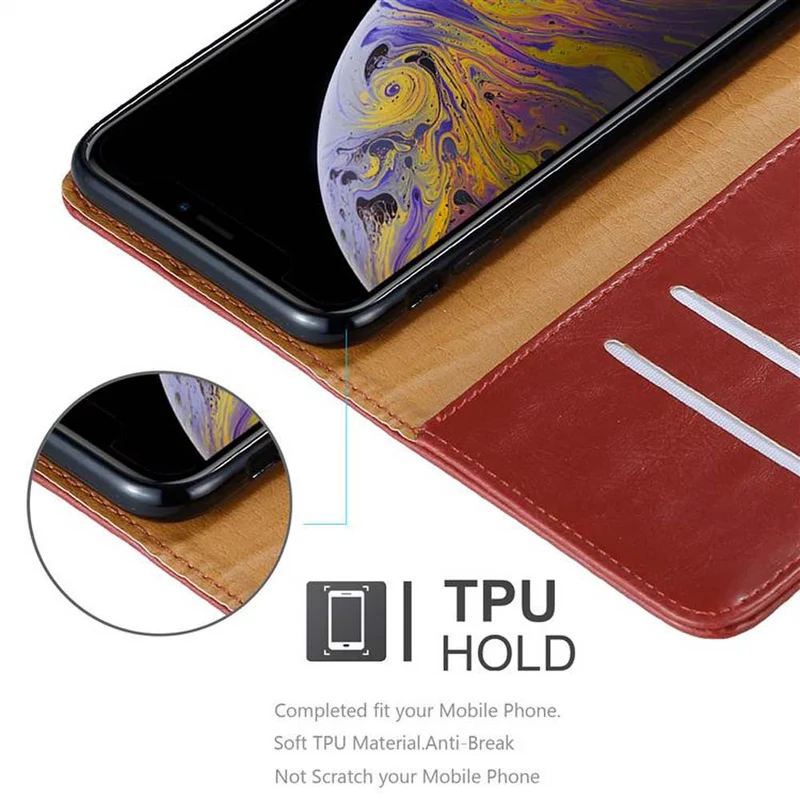Cadorabo Hülle kompatibel mit Apple iPhone XS MAX Schutzhülle mit Magnetverschluss, Standfunktion und Kartenfach