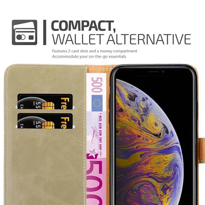 Cadorabo Hülle kompatibel mit Apple iPhone XS MAX Schutzhülle mit Magnetverschluss, Standfunktion und Kartenfach