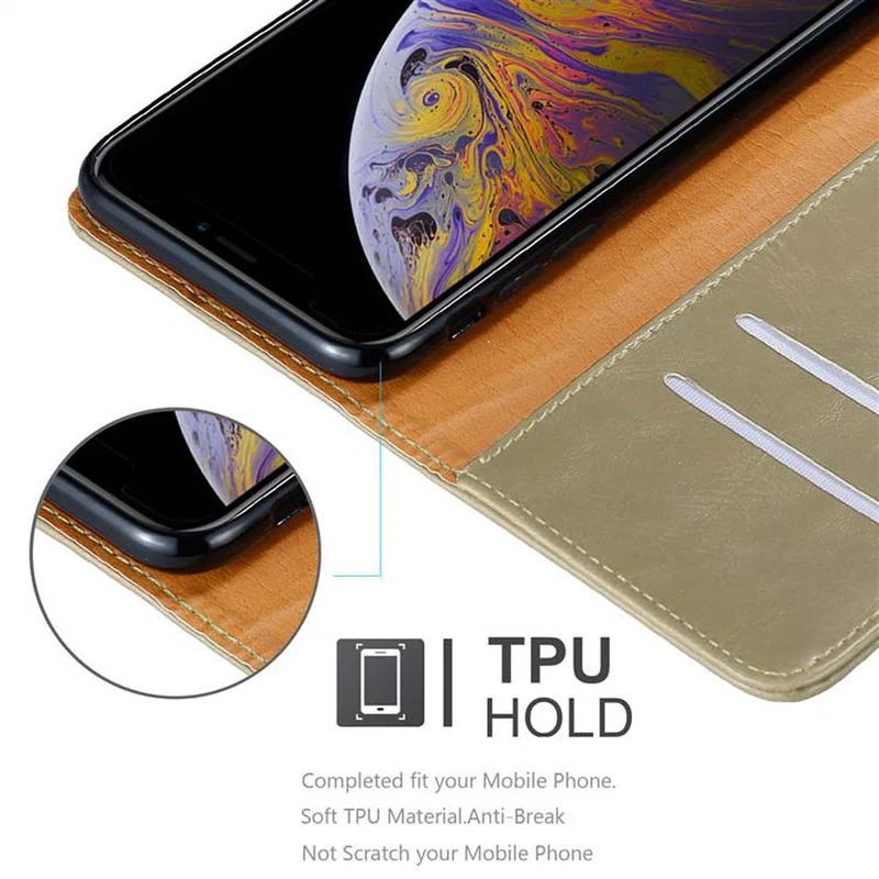 Cadorabo Hülle kompatibel mit Apple iPhone XS MAX Schutzhülle mit Magnetverschluss, Standfunktion und Kartenfach
