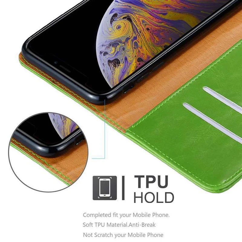 Cadorabo Hülle kompatibel mit Apple iPhone XS MAX Schutzhülle mit Magnetverschluss, Standfunktion und Kartenfach