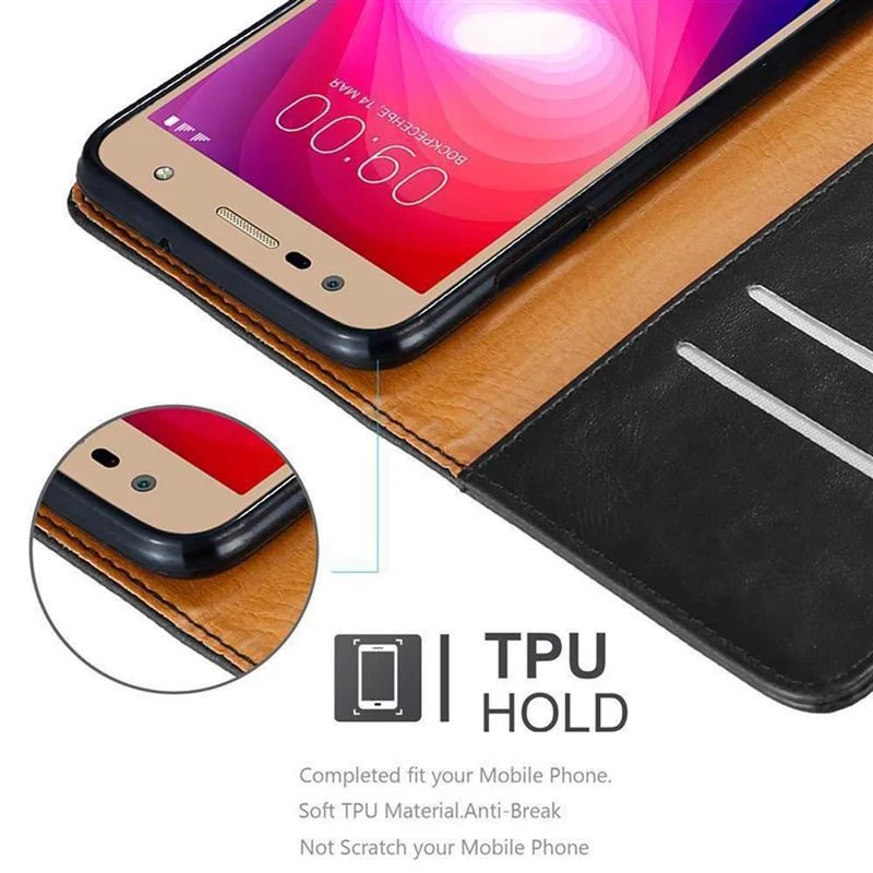 Cadorabo Hülle kompatibel mit LG X POWER 2 Schutzhülle mit Magnetverschluss, Standfunktion und Kartenfach