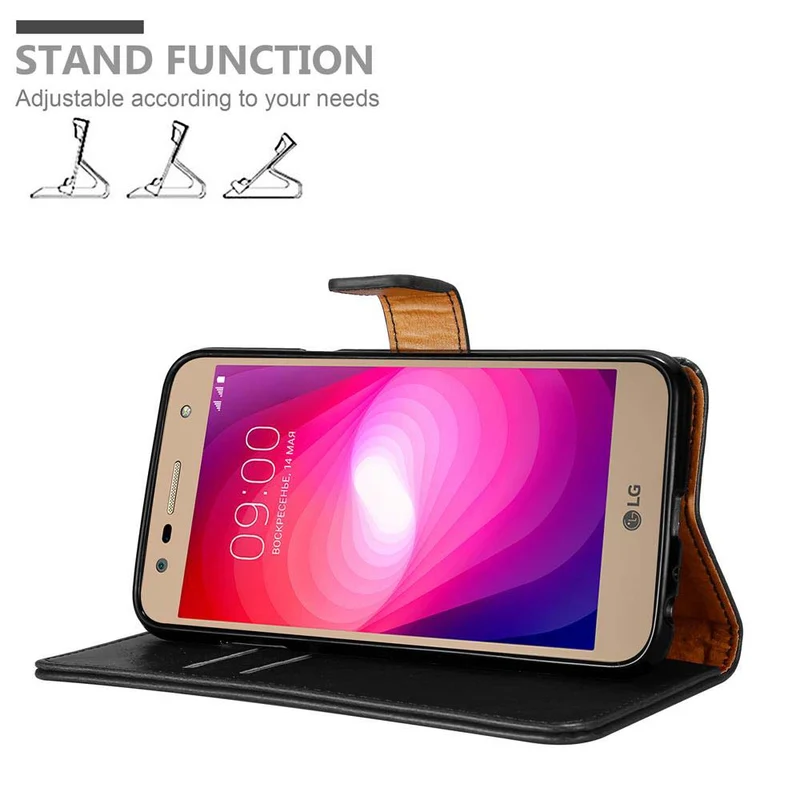 Cadorabo Hülle kompatibel mit LG X POWER 2 Schutzhülle mit Magnetverschluss, Standfunktion und Kartenfach