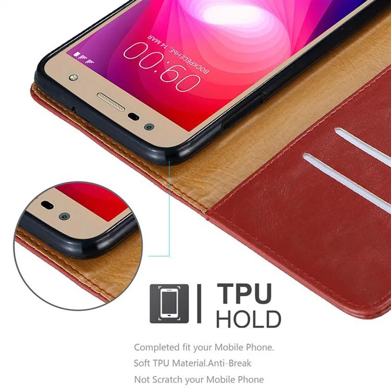 Cadorabo Hülle kompatibel mit LG X POWER 2 Schutzhülle mit Magnetverschluss, Standfunktion und Kartenfach