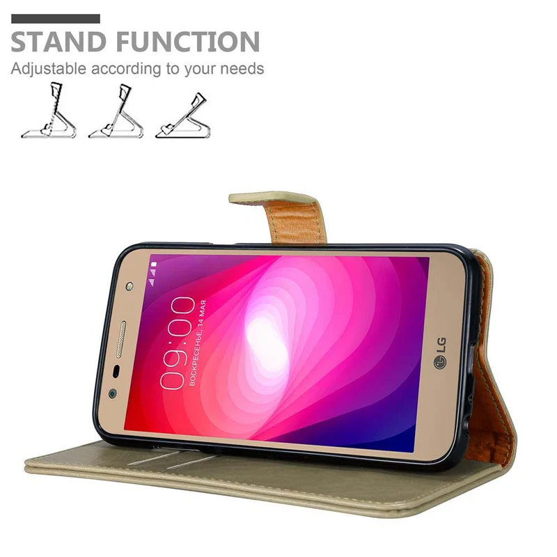 Cadorabo Hülle kompatibel mit LG X POWER 2 Schutzhülle mit Magnetverschluss, Standfunktion und Kartenfach