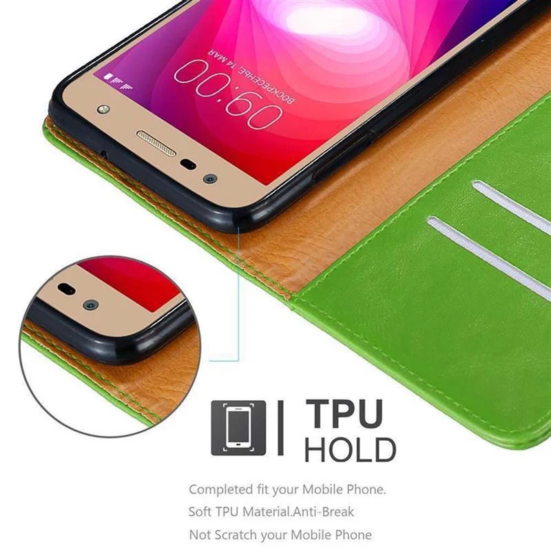 Cadorabo Hülle kompatibel mit LG X POWER 2 Schutzhülle mit Magnetverschluss, Standfunktion und Kartenfach