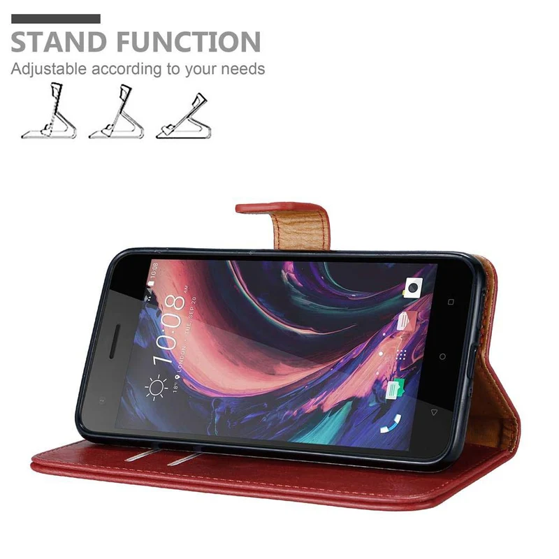 Cadorabo Hülle kompatibel mit HTC Desire 10 PRO Schutzhülle mit Magnetverschluss, Standfunktion und Kartenfach