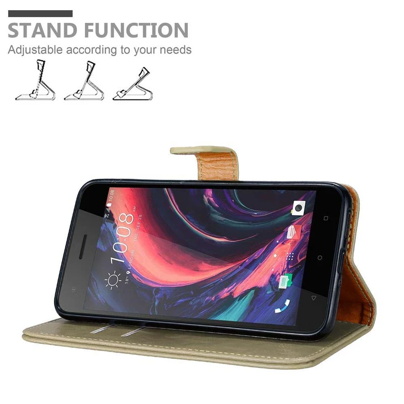 Cadorabo Hülle kompatibel mit HTC Desire 10 PRO Schutzhülle mit Magnetverschluss, Standfunktion und Kartenfach