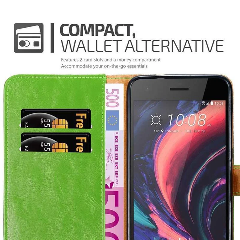 Cadorabo Hülle kompatibel mit HTC Desire 10 PRO Schutzhülle mit Magnetverschluss, Standfunktion und Kartenfach