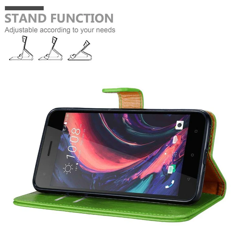 Cadorabo Hülle kompatibel mit HTC Desire 10 PRO Schutzhülle mit Magnetverschluss, Standfunktion und Kartenfach
