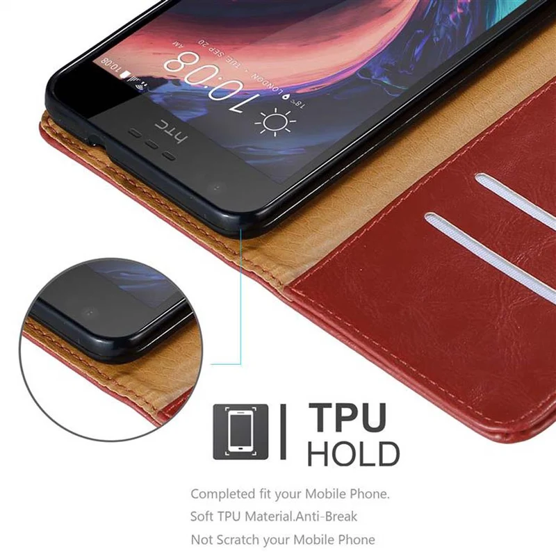 Cadorabo Hülle kompatibel mit HTC Desire 10 LIFESTYLE / Desire 825 Schutzhülle mit Magnetverschluss, Standfunktion und Kartenfach