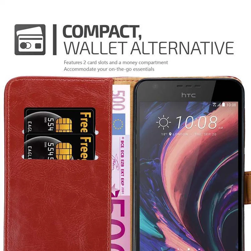 Cadorabo Hülle kompatibel mit HTC Desire 10 LIFESTYLE / Desire 825 Schutzhülle mit Magnetverschluss, Standfunktion und Kartenfach