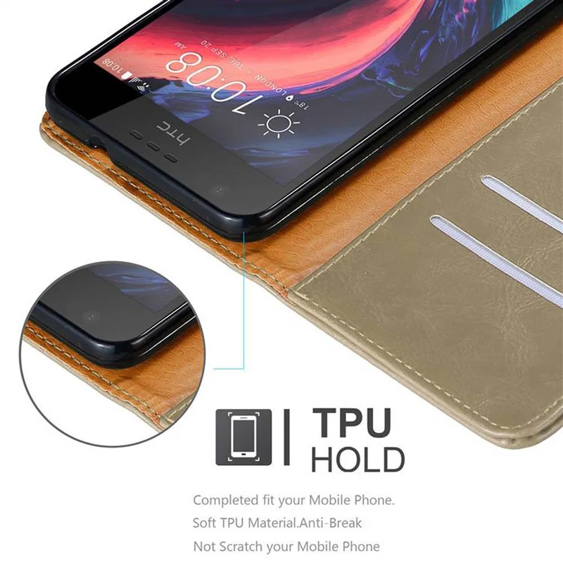 Cadorabo Hülle kompatibel mit HTC Desire 10 LIFESTYLE / Desire 825 Schutzhülle mit Magnetverschluss, Standfunktion und Kartenfach