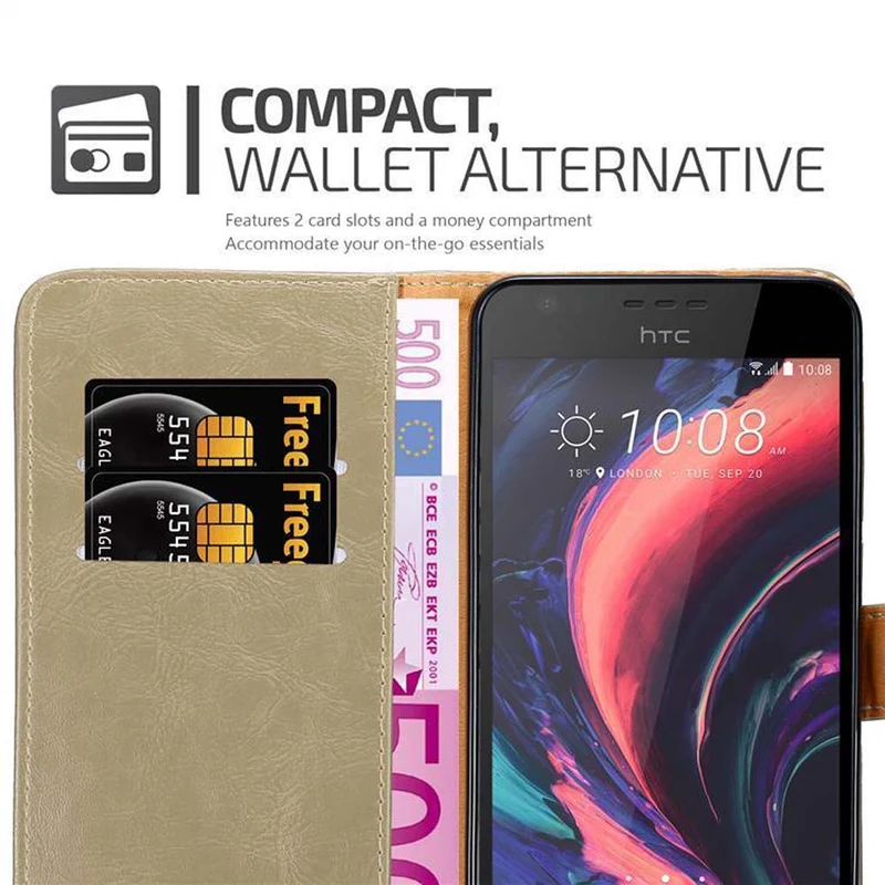 Cadorabo Hülle kompatibel mit HTC Desire 10 LIFESTYLE / Desire 825 Schutzhülle mit Magnetverschluss, Standfunktion und Kartenfach