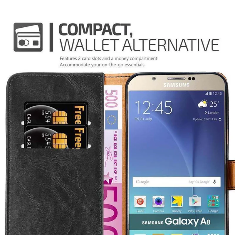 Cadorabo Hülle kompatibel mit Samsung Galaxy A8 2015 Schutzhülle mit Magnetverschluss, Standfunktion und Kartenfach