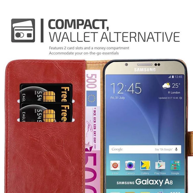 Cadorabo Hülle kompatibel mit Samsung Galaxy A8 2015 Schutzhülle mit Magnetverschluss, Standfunktion und Kartenfach
