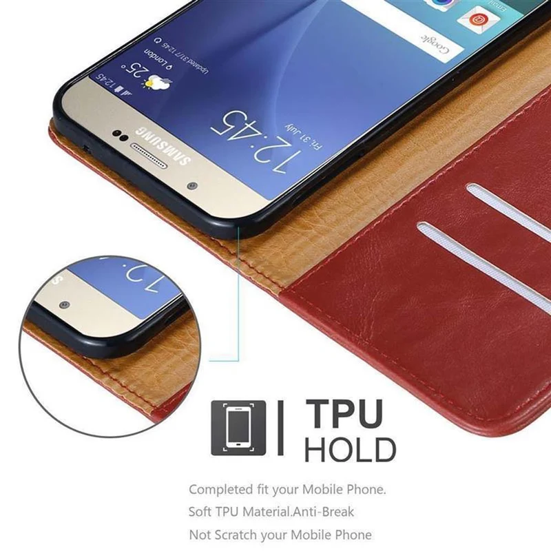 Cadorabo Hülle kompatibel mit Samsung Galaxy A8 2015 Schutzhülle mit Magnetverschluss, Standfunktion und Kartenfach