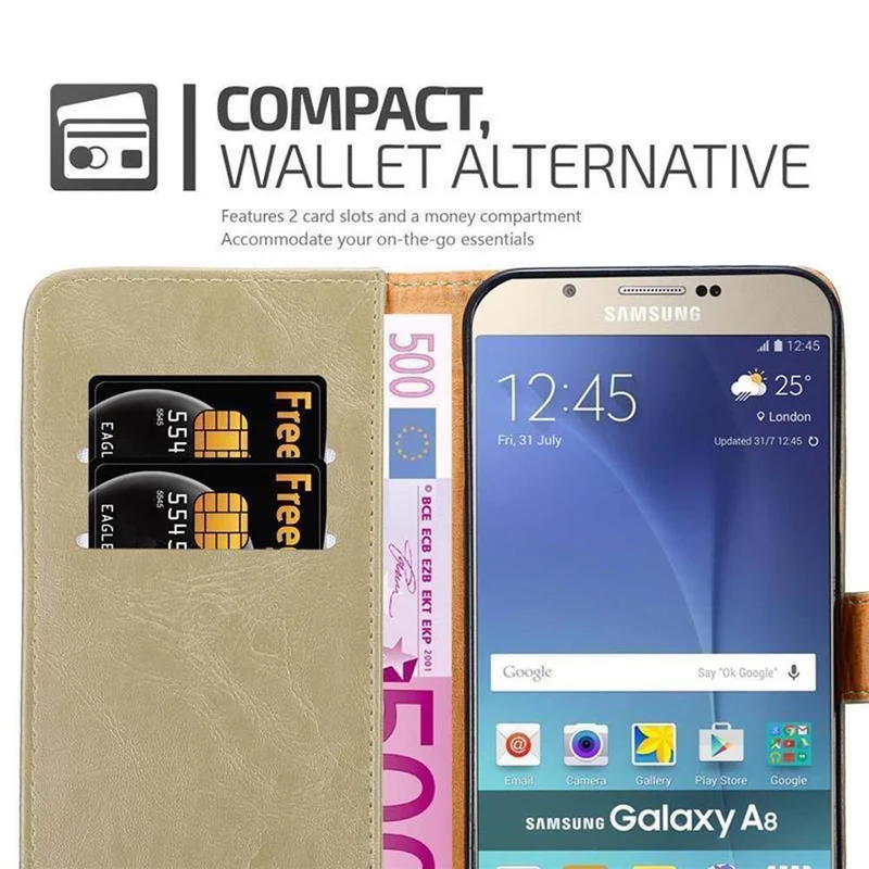 Cadorabo Hülle kompatibel mit Samsung Galaxy A8 2015 Schutzhülle mit Magnetverschluss, Standfunktion und Kartenfach