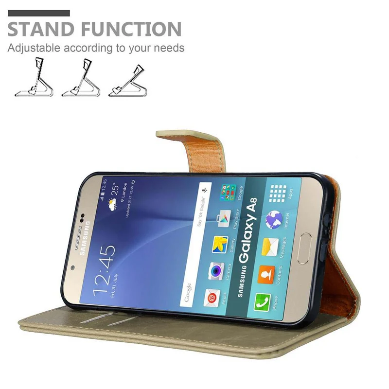 Cadorabo Hülle kompatibel mit Samsung Galaxy A8 2015 Schutzhülle mit Magnetverschluss, Standfunktion und Kartenfach