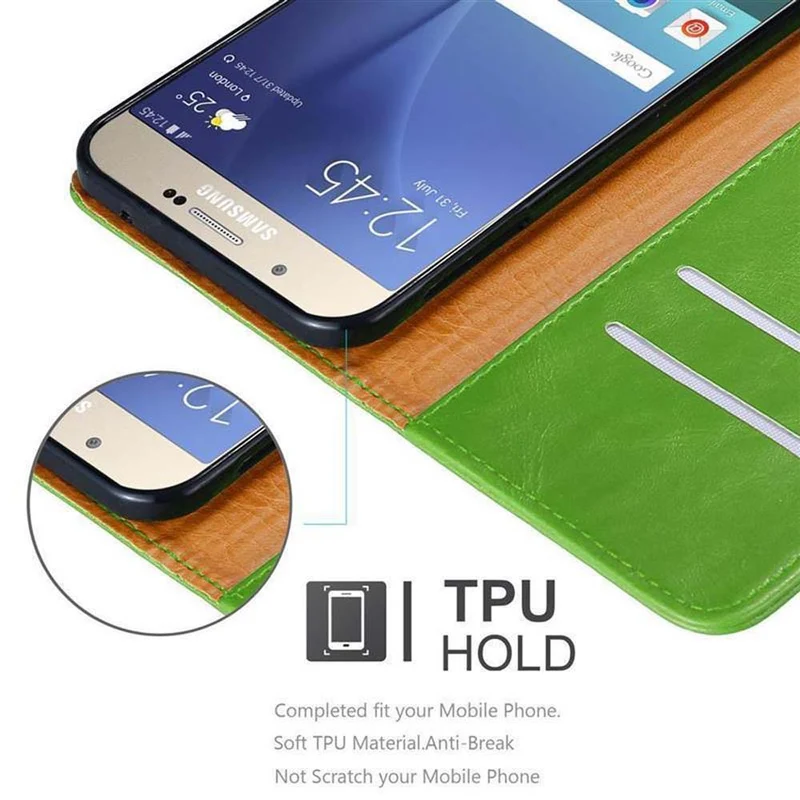 Cadorabo Hülle kompatibel mit Samsung Galaxy A8 2015 Schutzhülle mit Magnetverschluss, Standfunktion und Kartenfach