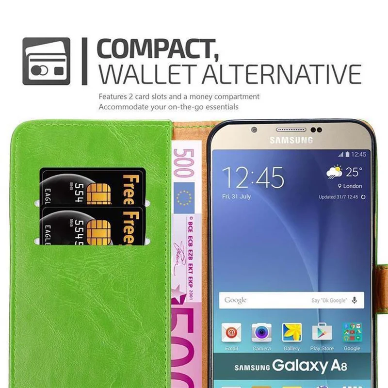 Cadorabo Hülle kompatibel mit Samsung Galaxy A8 2015 Schutzhülle mit Magnetverschluss, Standfunktion und Kartenfach