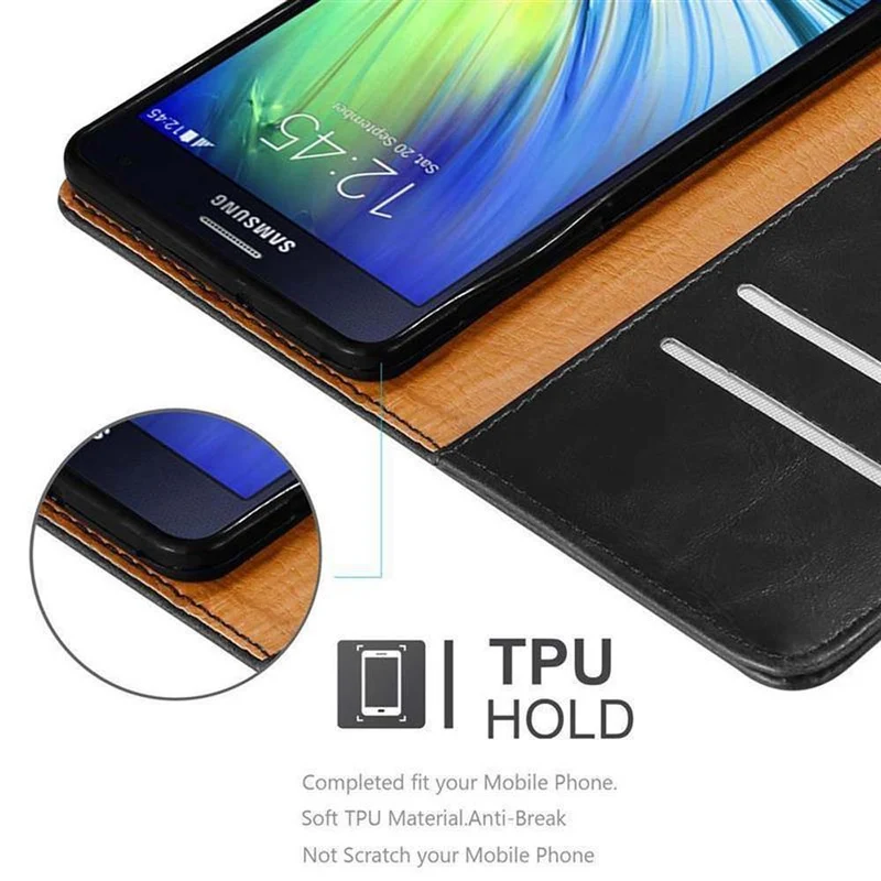 Cadorabo Hülle kompatibel mit Samsung Galaxy A7 2015 Schutzhülle mit Magnetverschluss, Standfunktion und Kartenfach