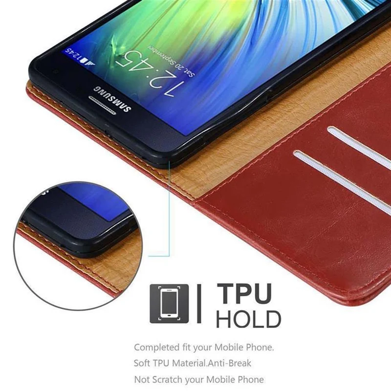 Cadorabo Hülle kompatibel mit Samsung Galaxy A7 2015 Schutzhülle mit Magnetverschluss, Standfunktion und Kartenfach
