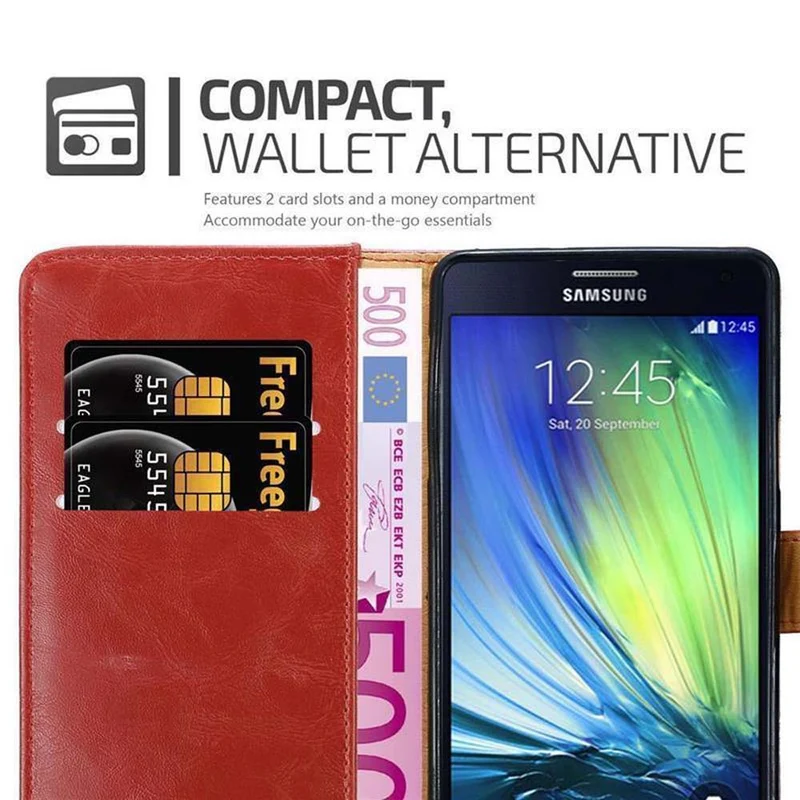 Cadorabo Hülle kompatibel mit Samsung Galaxy A7 2015 Schutzhülle mit Magnetverschluss, Standfunktion und Kartenfach