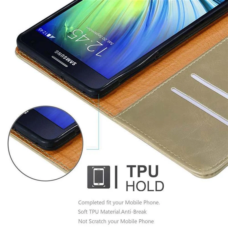 Cadorabo Hülle kompatibel mit Samsung Galaxy A7 2015 Schutzhülle mit Magnetverschluss, Standfunktion und Kartenfach