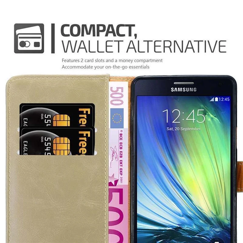 Cadorabo Hülle kompatibel mit Samsung Galaxy A7 2015 Schutzhülle mit Magnetverschluss, Standfunktion und Kartenfach