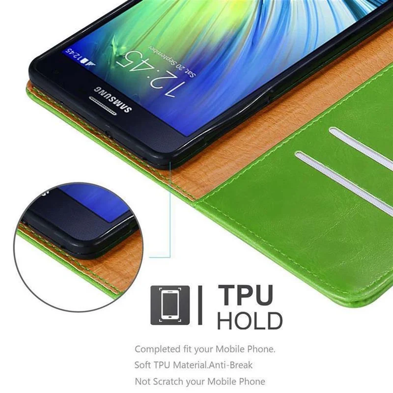 Cadorabo Hülle kompatibel mit Samsung Galaxy A7 2015 Schutzhülle mit Magnetverschluss, Standfunktion und Kartenfach