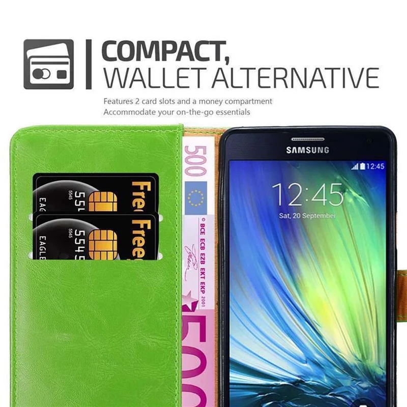 Cadorabo Hülle kompatibel mit Samsung Galaxy A7 2015 Schutzhülle mit Magnetverschluss, Standfunktion und Kartenfach