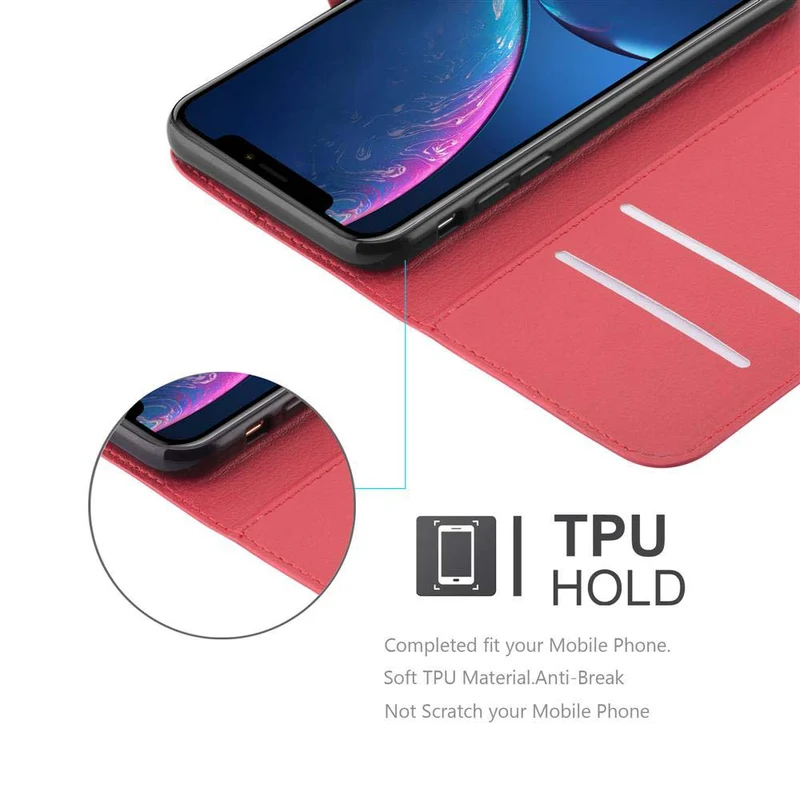 Cadorabo Hülle kompatibel mit Apple iPhone XR Schutzhülle mit Magnetverschluss, Standfunktion und Kartenfach