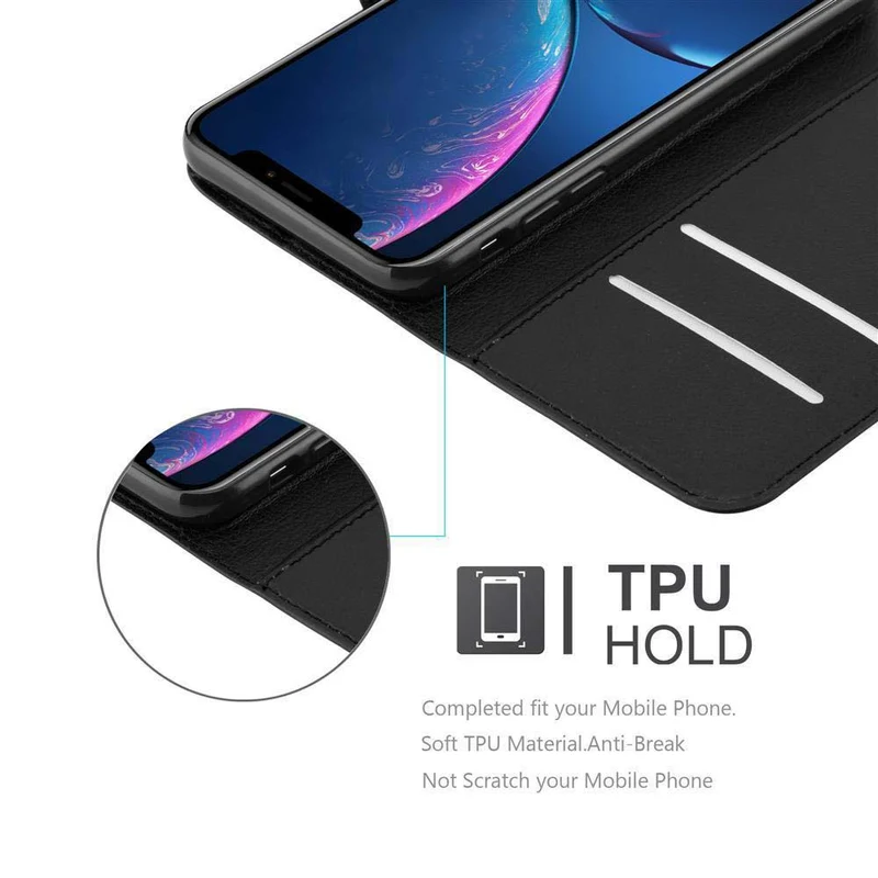 Cadorabo Hülle kompatibel mit Apple iPhone XR Schutzhülle mit Magnetverschluss, Standfunktion und Kartenfach