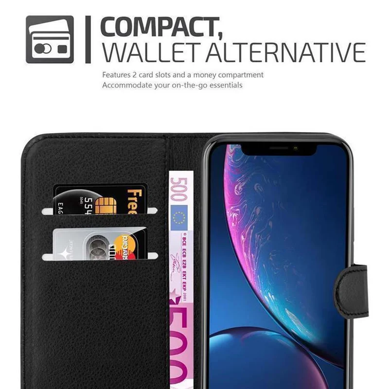 Cadorabo Hülle kompatibel mit Apple iPhone XR Schutzhülle mit Magnetverschluss, Standfunktion und Kartenfach