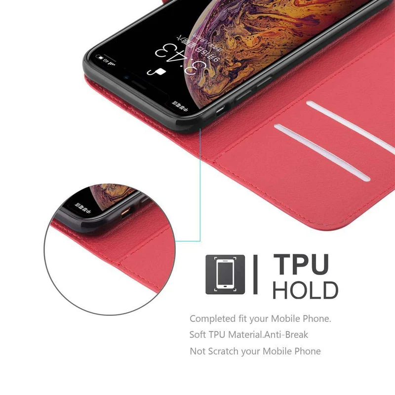 Cadorabo Hülle kompatibel mit Apple iPhone XS MAX Schutzhülle mit Magnetverschluss, Standfunktion und Kartenfach