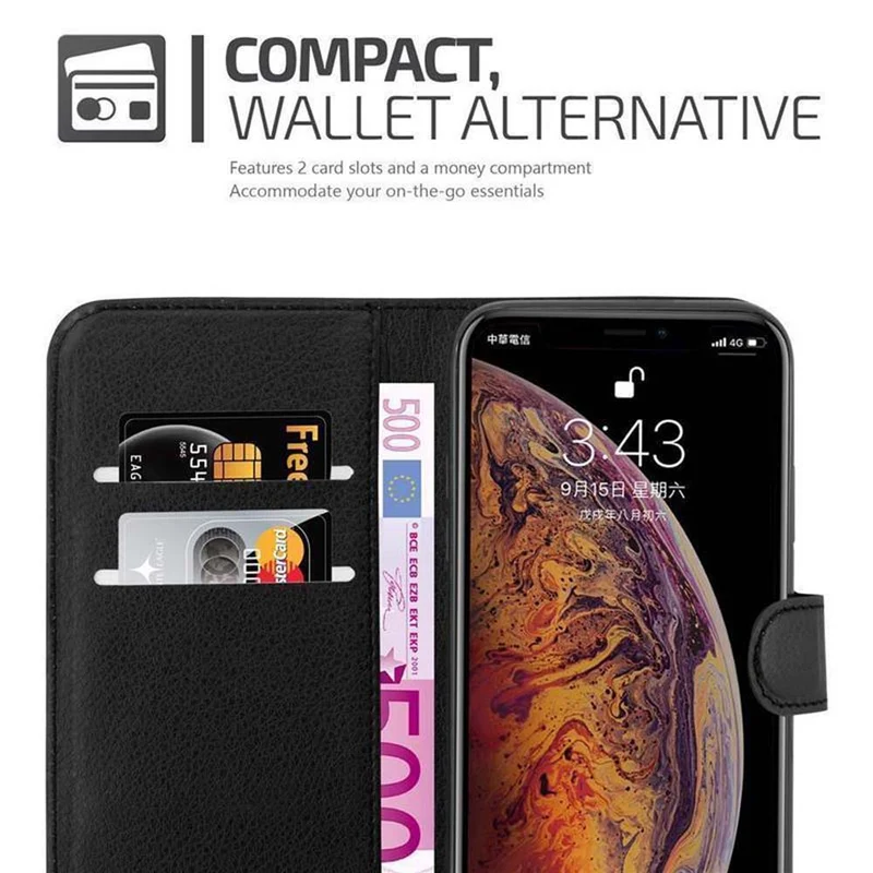 Cadorabo Hülle kompatibel mit Apple iPhone XS MAX Schutzhülle mit Magnetverschluss, Standfunktion und Kartenfach