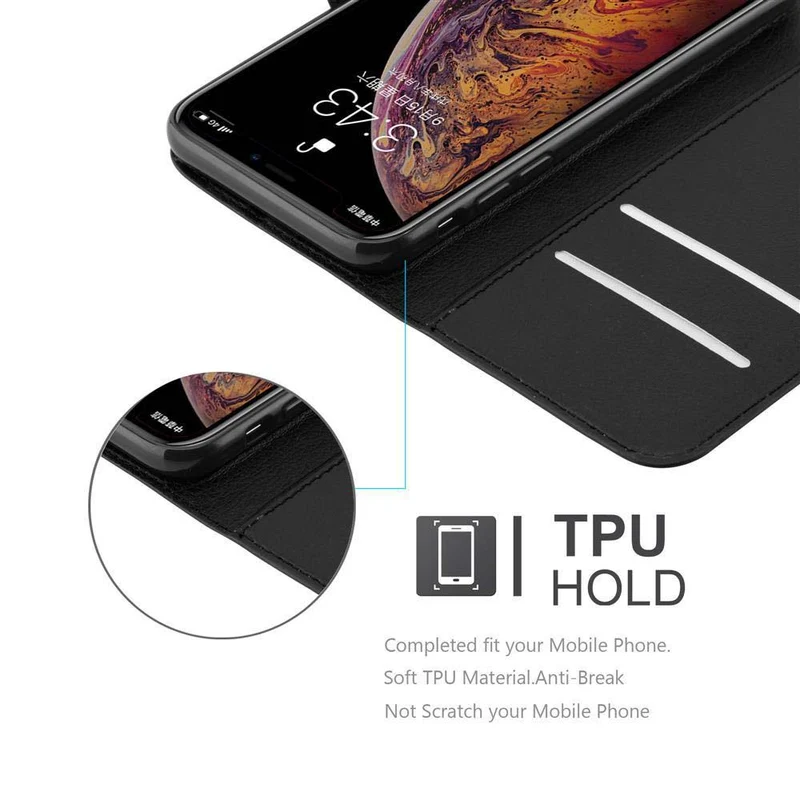 Cadorabo Hülle kompatibel mit Apple iPhone XS MAX Schutzhülle mit Magnetverschluss, Standfunktion und Kartenfach