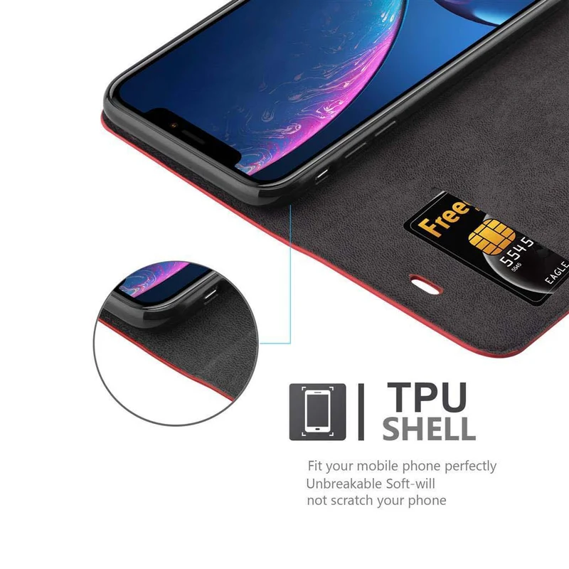 Cadorabo Hülle kompatibel mit Apple iPhone XR Schutzhülle mit Magnetverschluss, Standfunktion und Kartenfach
