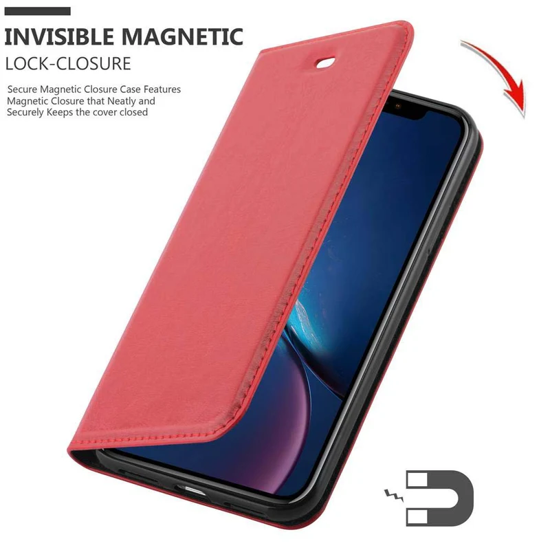 Cadorabo Hülle kompatibel mit Apple iPhone XR Schutzhülle mit Magnetverschluss, Standfunktion und Kartenfach